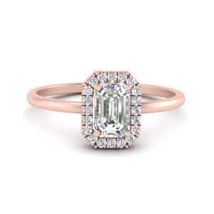 Petite Emerald Cut Diamond Ring With Halo