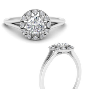 Split Shank Bezel Halo 1.50 Carat Diamond Ring
