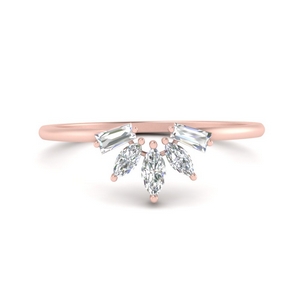 Pink Gold Curved Marquise Wedding Band