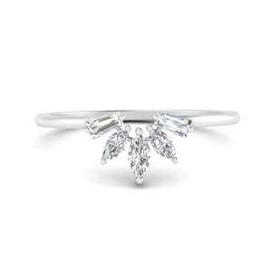 Curved Marquise 14k White Gold Band