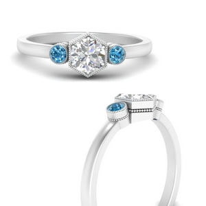 Blue Topaz Three Stone Engagement Rings