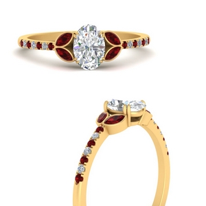 Oval Lab Diamond Ring With Ruby