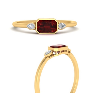 East West Ruby Diamond Ring