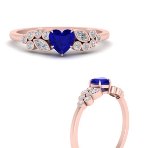 Heart Sapphire Cluster Ring