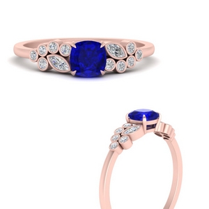 Cushion Sapphire Cluster Ring