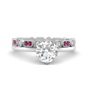 Solitaire Ring With Pink Sapphire Vintage Band