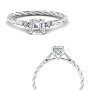 Three Stone Asscher Cut Diamond Rings