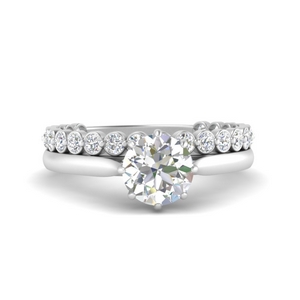Bezel Band With Moissanite Solitaire Ring