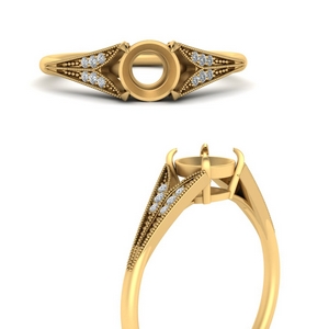 semi mount diamond split shank antique engagement ring in FD9813SMRANGLE3 NL YG