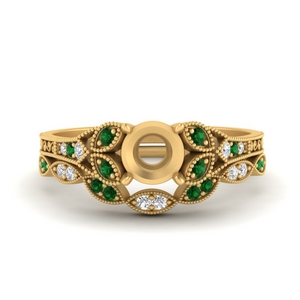 split-band-antique-semi-mount-emerald-wedding-ring-set-in-FD9816SMGEMGR-NL-YG