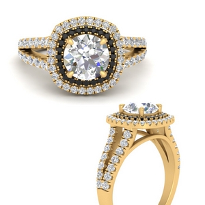 round-double-halo-split-engagement-ring-with-black-diamond-in-FD9817RORGBLACKANGLE3-NL-YG