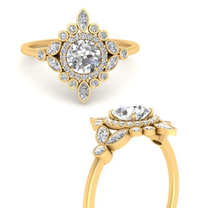 Round Halo Floral Diamond Ring