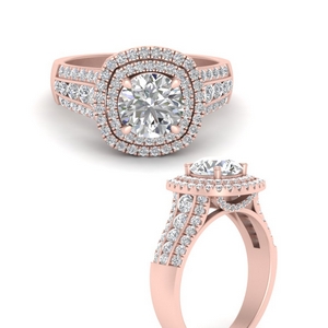 Double Halo Round Cut Engagement Rings
