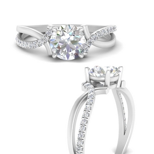 Round Inverse Split Shank Diamond Engagement Ring In 14K White Gold ...