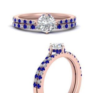 blue sapphire and diamond bridal set