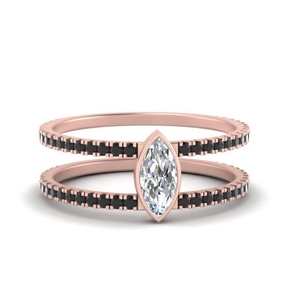 Marquise Moissanite Ring Double Band