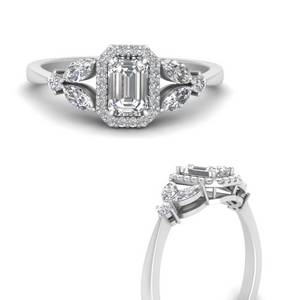 Marquise Accent Halo Diamond Ring
