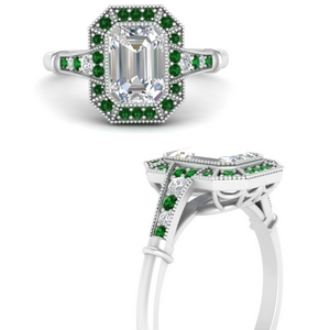 Elongated Vintage Emerald Ring