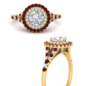 Ruby Double Halo Engagement Rings