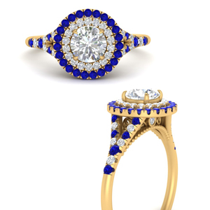 Have A Look At Our Blue Sapphire Double Halo Rings | Fascinating Diamonds