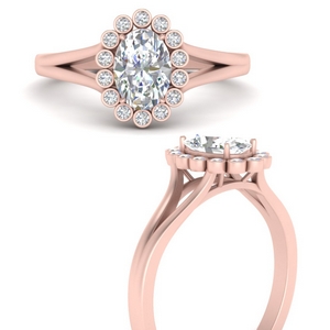 One Carat Oval Halo Diamond Ring