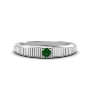 Solitaire Emerald Mens Wedding Band