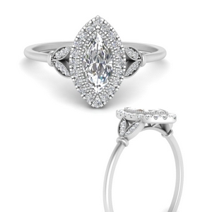 Marquise Shaped Halo Engagement Rings