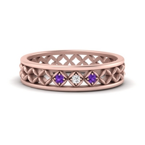 Womens Wedding Bands with Purple Topaz
