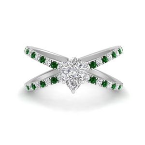 Cross Band Emerald Ring