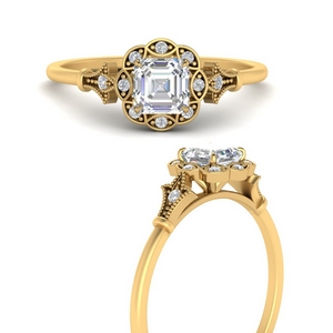 Vintage Asscher Halo Diamond Ring