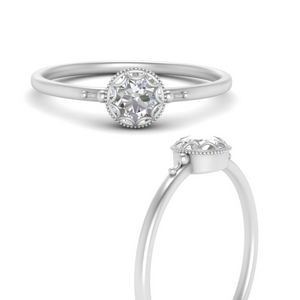 White Gold Antique Round Solitaire Ring