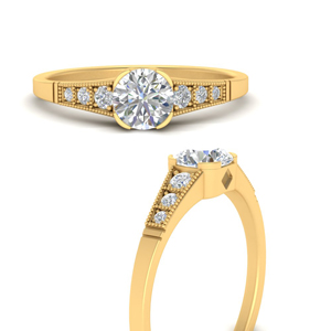 Cathedral Moissanite Accented Diamond Ring