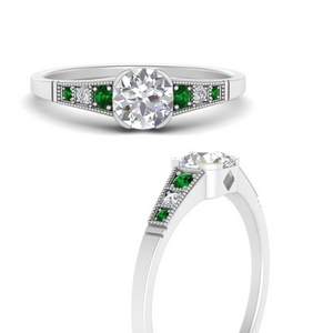 Vintage Diamond Ring With Emerald