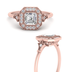 Asscher Cut Vintage Halo Diamond Ring