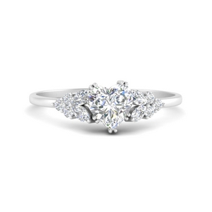Marquise Accented Diamond Heart Shaped Engagement Ring In 14K White ...