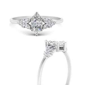 Marquise Accented Moissanite Engagement Ring