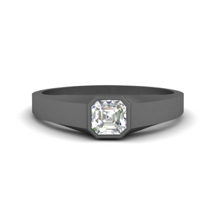 Mens Asscher Bezel Diamond Ring