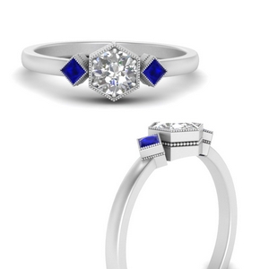 3 Stone Engagement Ring WIth Sapphire