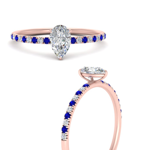 Simple Pear Diamond Ring With Sapphire