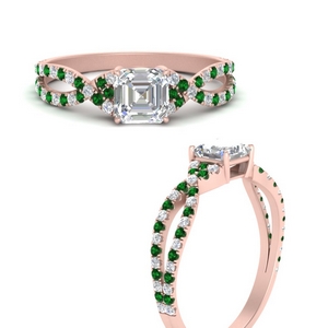 Emerald Side Stone Engagement Rings