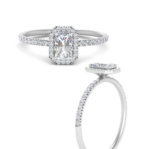 Petite Radiant Halo Diamond Engagement Ring