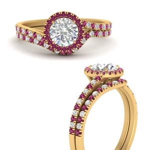 Pink Sapphire Wedding Ring Sets