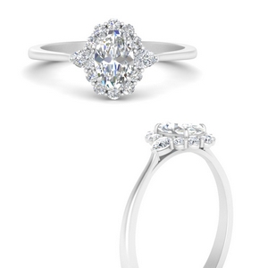Oval Simple Flower Diamond Ring