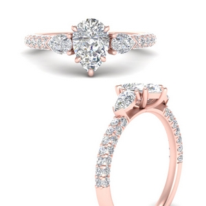 Pear Accented 3 Row Diamond Ring