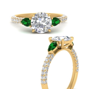 emerald-pear-accented-3-row-round-cut-engagement-ring-in-FD9982RORGEMGRANGLE3-NL-YG