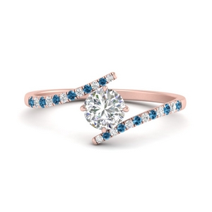 14K Rose Gold Plated Delicate Bypass Infinity Style Vintage Wedding Ring Guard Enhancer with CZ Blue Topaz 0.50 ct. tw.
