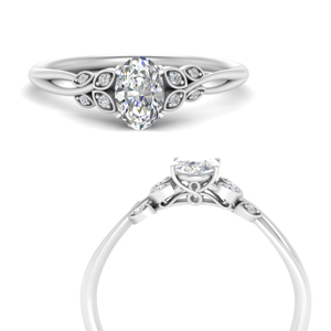 oval shaped leaf delicate engagement ring in FD9987OVRANGLE3 NL WG