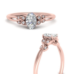 Oval Leaf Delicate Diamond Ring