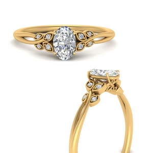 Leaf Delicate Oval Diamond Ring