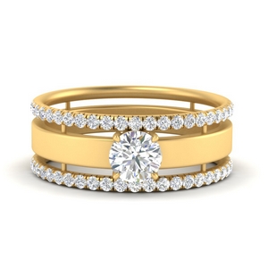 Round Diamond Ring With Wedding Band